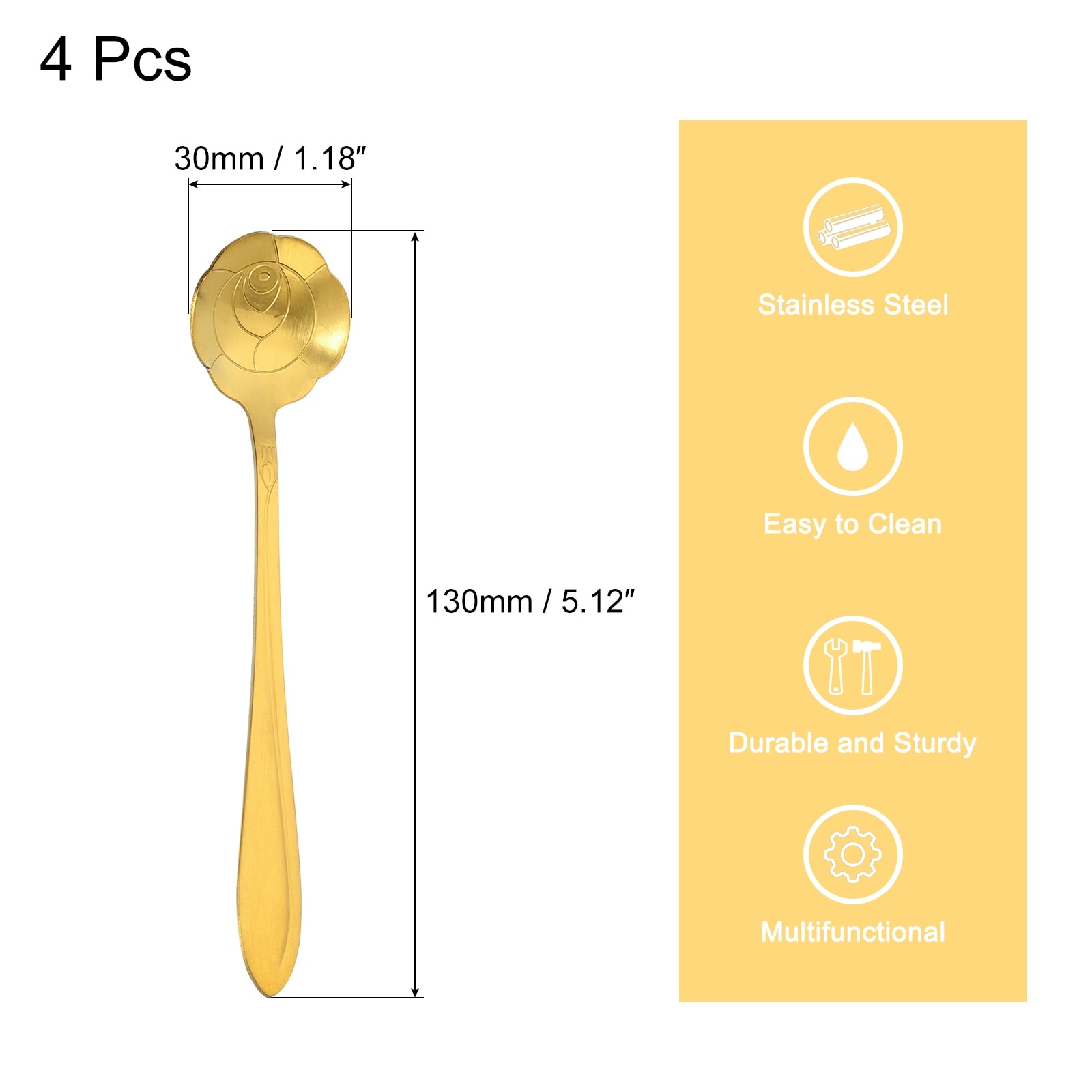 4pcs Measuring Spoons,Small Tablespoon,Stainless Steel Measuring Spoons Set Long Handle Measuring Mixing Stirring Coffee Spoon with Scale Tableware