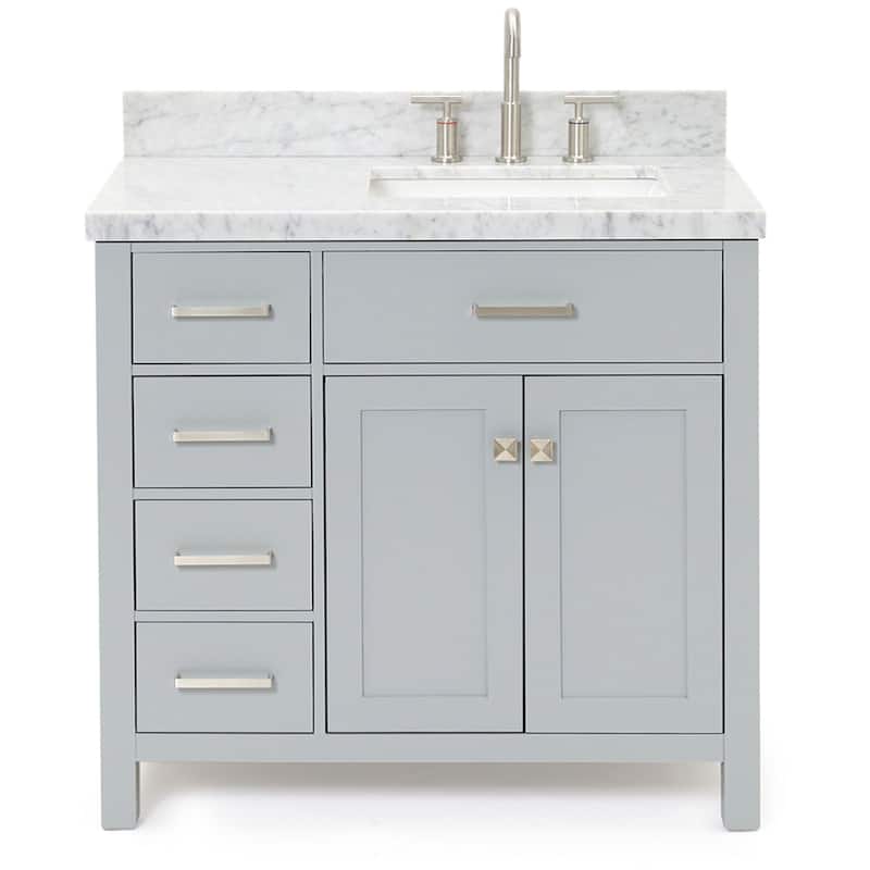 Ariel H037SRCWRVO Bristol 36" Thick Carrara Marble Vanity Top - Grey - Ash Finish