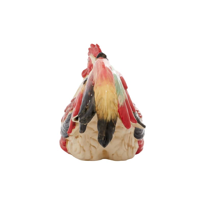 Ceramic Rooster Indoor Outdoor Garden Sculpture - Red - Roche River Decor