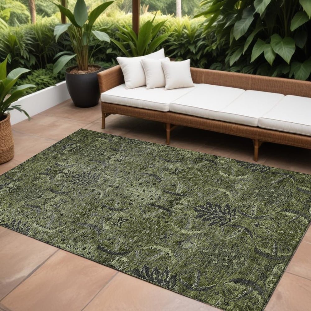 HomeRoots Damask Transitional Rectangle Outdoor Rug