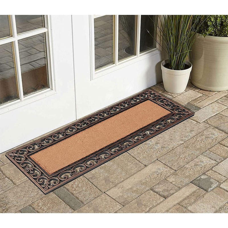 A1HC Rubber Coir Myla Welcome Entry Double Doormat 18"x48"