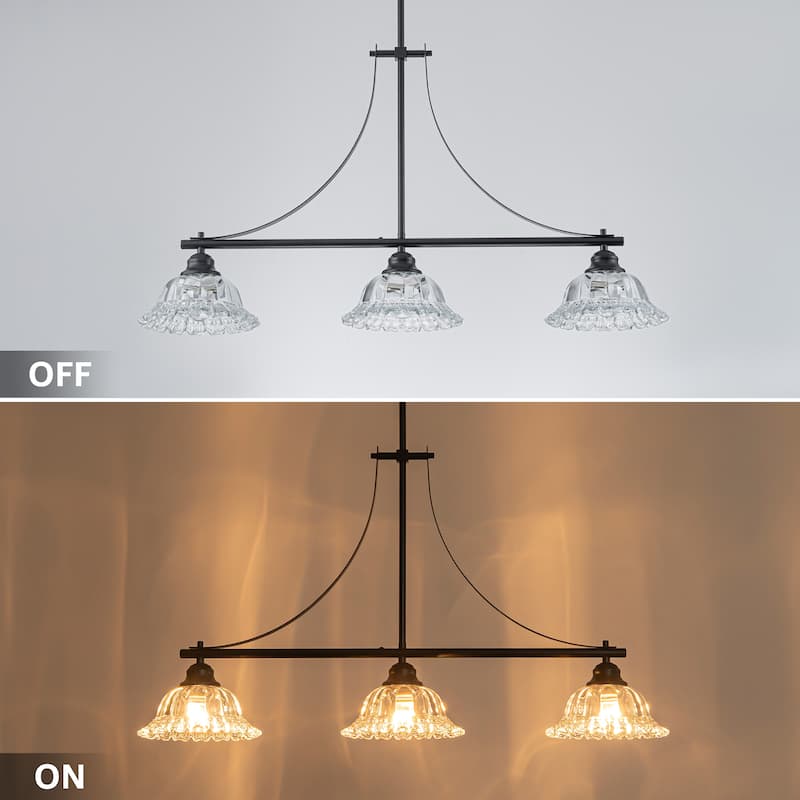 Starsky 3-Light Linear Chandelier With Floral-Inspired Shade