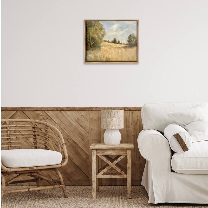 Stupell Classic Country Field Framed Floater Canvas Wall Art Design By Petal Prints Design