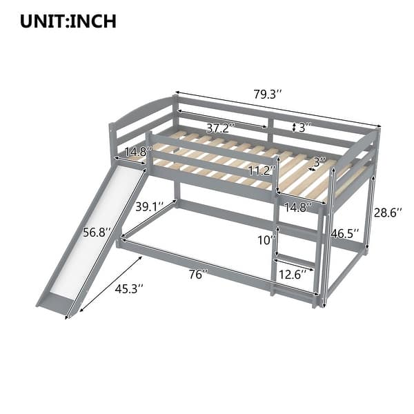 Merax Wood Twin over Twin Bunk Bed with Slide and Ladder for Kids - Bed ...