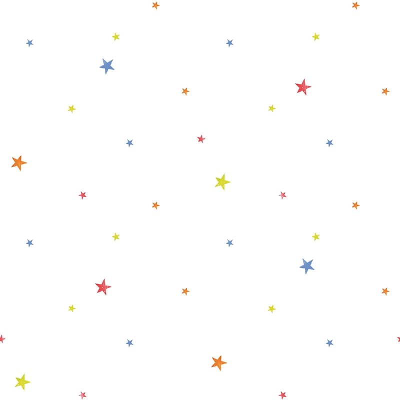 Galerie Wallcoverings Tiny Tots 2 Stars Non-woven Matte Wallpaper Roll - 33 feet x 21 inches - Red/Blue/Yellow