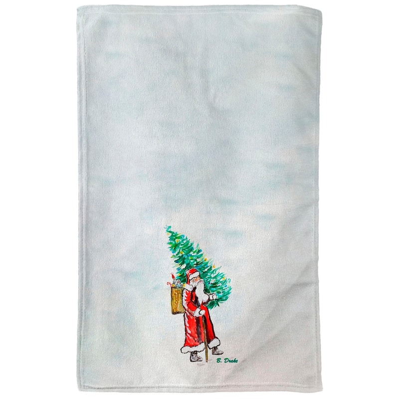 Santa Bringing Tree Kitchen Towel - 16x25