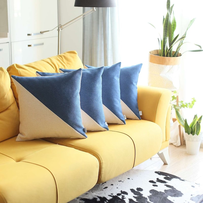 Set Of 4 White And Blue Diagonal Pillow Covers Bed Bath & Beyond