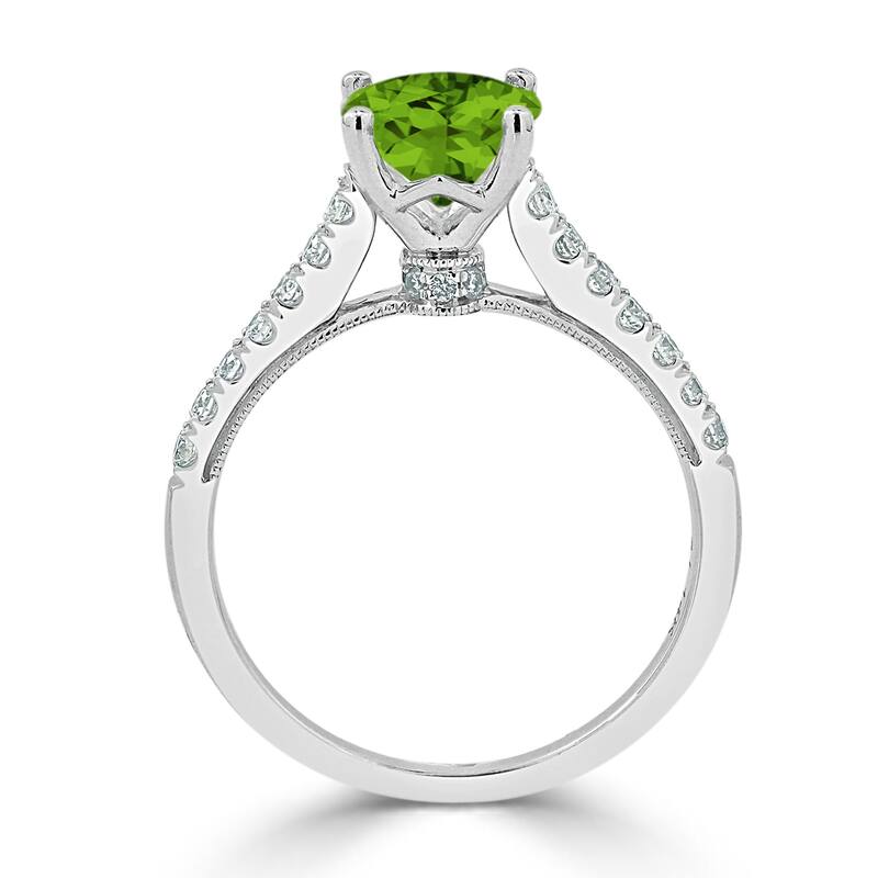 Auriya 1 1/2ct Fancy Oval Peridot and Diamond Engagement Ring 1/4ctw 14k Gold