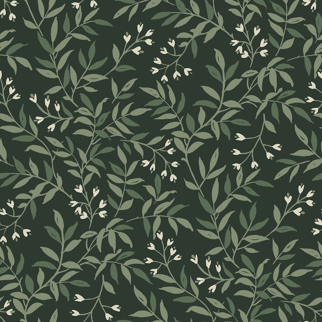 Chesapeake Senna Evergreen Budding Vines Wallpaper