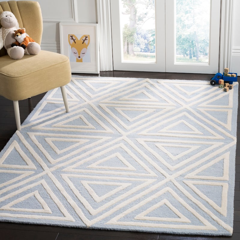 SAFAVIEH Handmade Kids Katlynn Wool Rug - 3' x 5' - Blue/Ivory