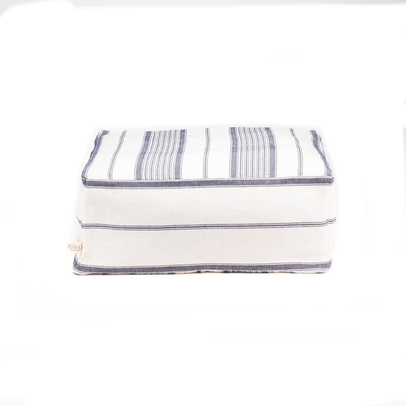 Polo & Luna Del Mar Pet Bed - Ivory/Blue Stripe - Ivory, Blue Stripe - Small