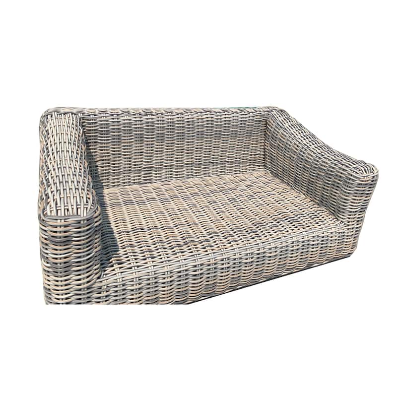 Teva Patio Furniture Hawaii Three-Tone Wicker Gray/Off White/Beige Love Seat with Cushion