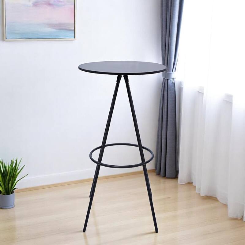 HomeRoots 31" Black Rounded Wood and Iron Bar Table - 31 in. x 44 in. x 31 in. - Black