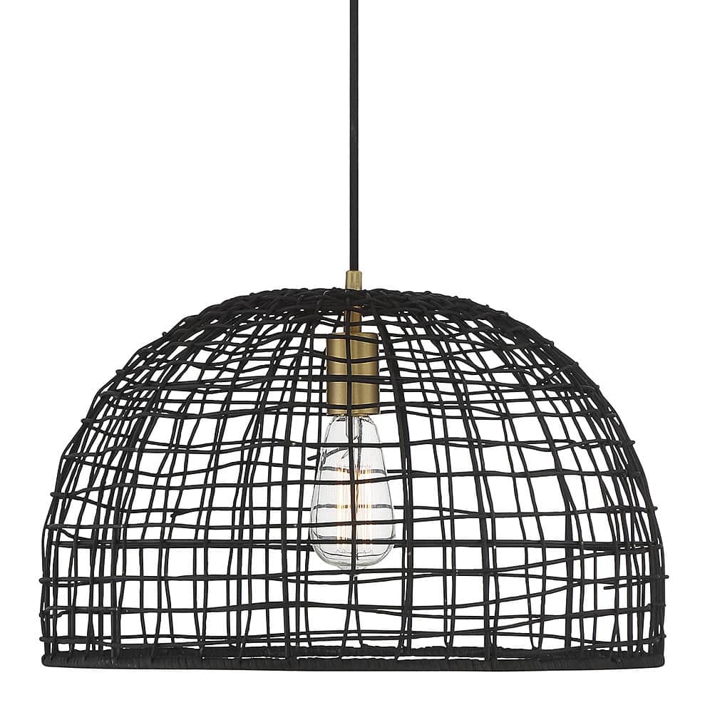 Meridian M70105 18" Wide Single Light Pendant with Rattan Shade