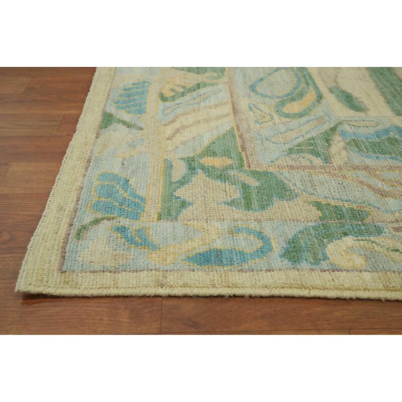Handmade Wool Oushak Turkish Area Rug, Geometric Carpet - 11' 10'' X 9' 2''