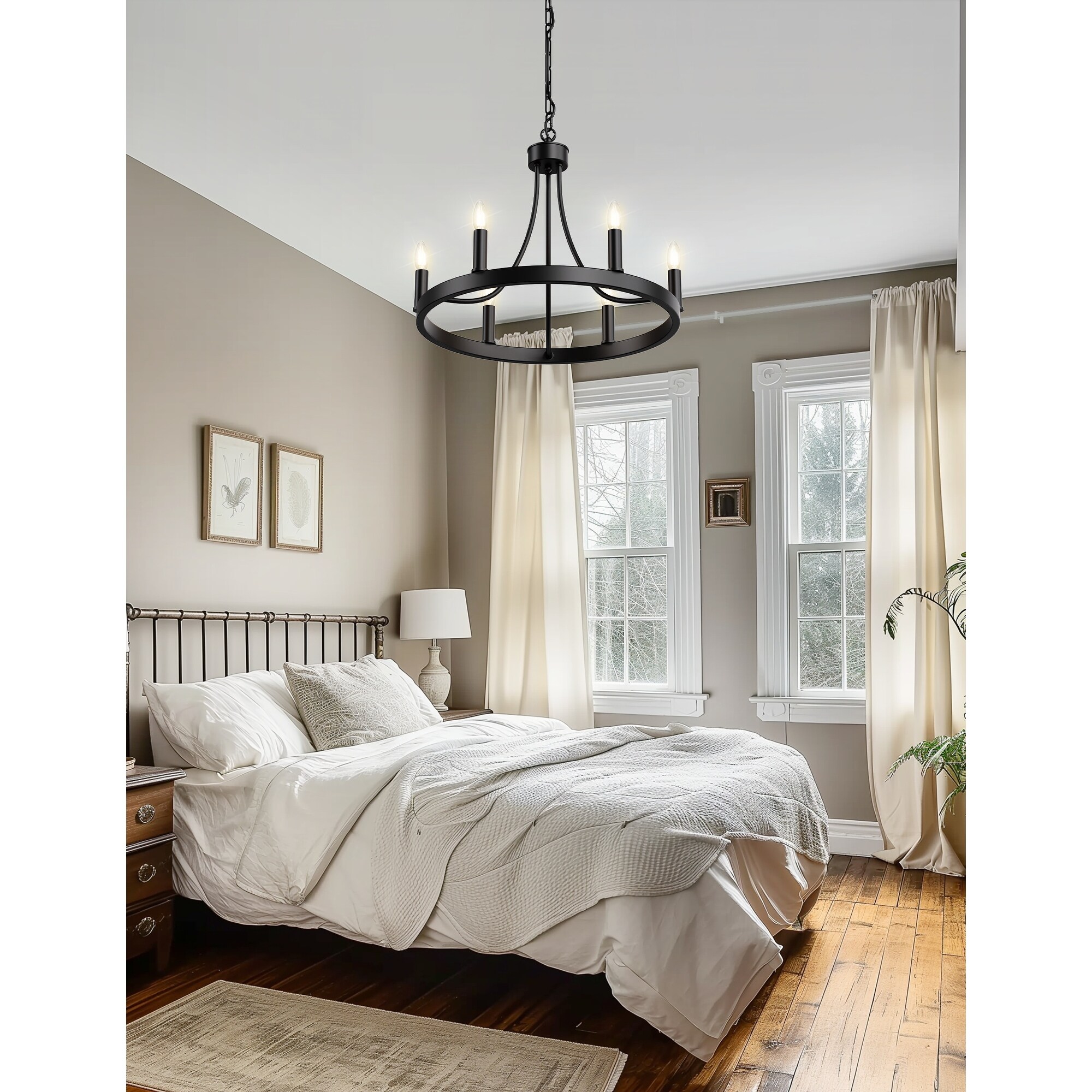 Dining Room Light Fixture, Wagon Wheel Chandelier, 20/26 inch