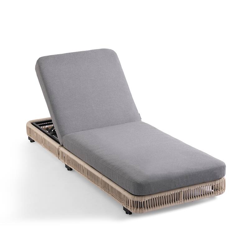 Outdoor Chaise Lounge Chair with Adjustable Backrest Patio Pool Lounge