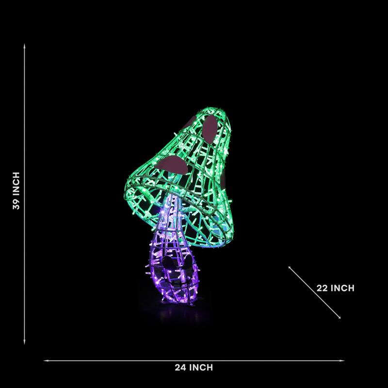LED Lighted Spooky Mushroom Outdoor Halloween Garden Decoration - 39.25" - Green and Purple