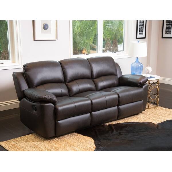 Shop Abbyson Westwood Brown Top Grain Leather Reclining Sofa Overstock 20301763