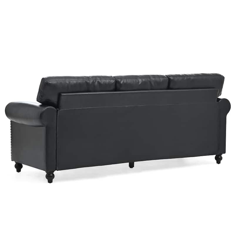 Stylish Sofa with Detachable Cushions, Pocket Spring Support & Silver Nailhead Detail - Ideal for Living Rooms
