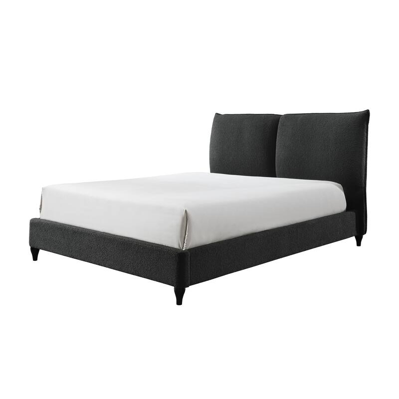 Zane Charcoal Fabric Velvet Upholstered Panel Bed - King