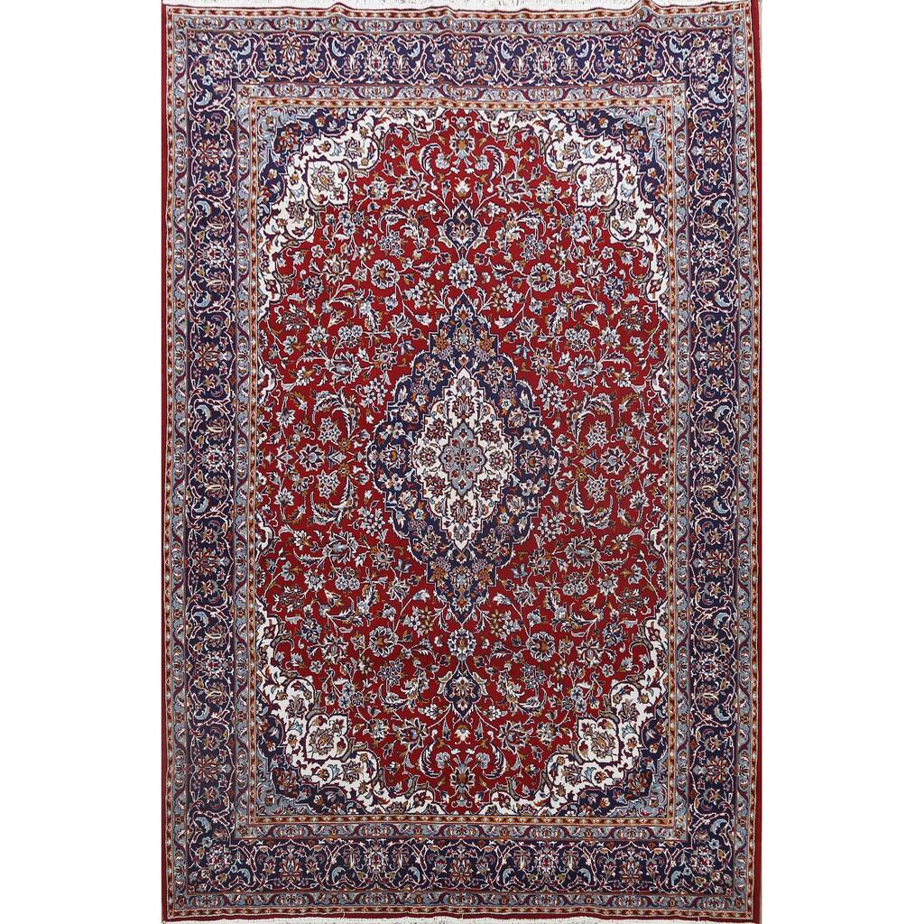 Red Traditional Floral Kashan Oriental Area Rug Living Room Carpet - 8'2" x 10'9"