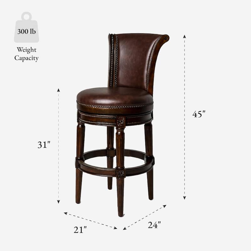 Maven Lane 31" Pullman Swivel Bar Height Kitchen Stool