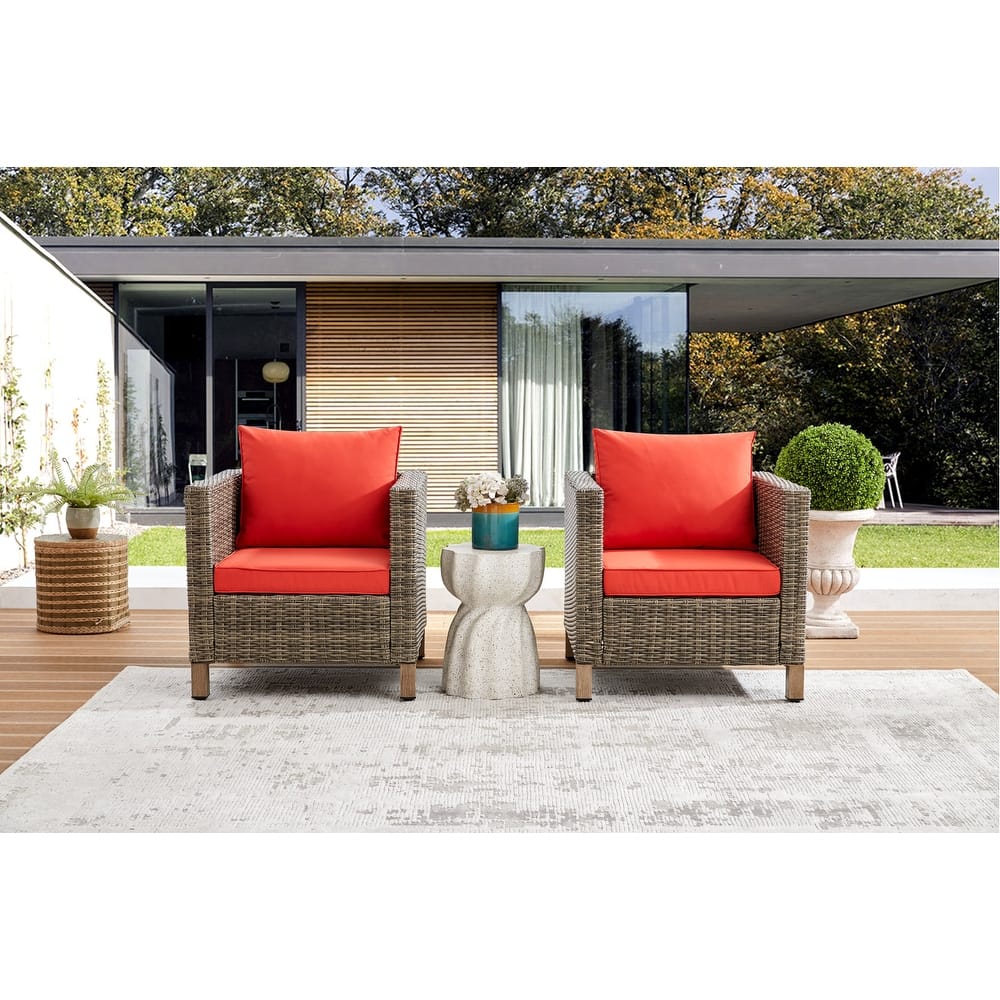 2 Piece Outdoor Patio Chairs with Cushions