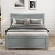 preview thumbnail 1 of 12, Grey Twin Wood Bed Frame with Storage Wheels & 1 Drawer, Noise-Free