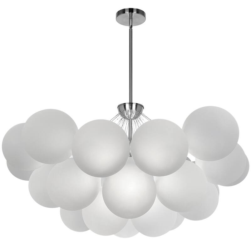 8 Light Chandelier - Baroque Style Chrome Finish & Frosted Glass - Elegant Ceiling Light Fixture - 12