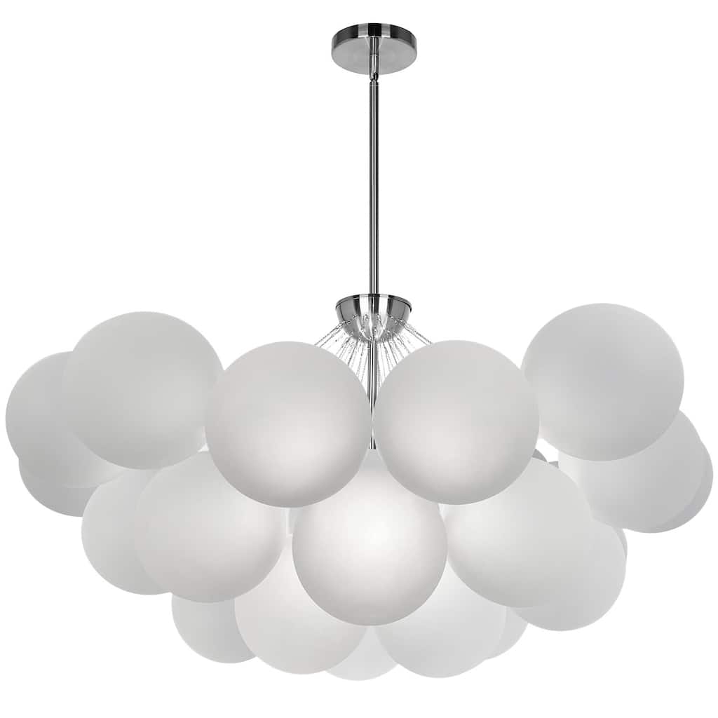 8 Light Chandelier - Baroque Style Chrome Finish & Frosted Glass - Elegant Ceiling Light Fixture - 12