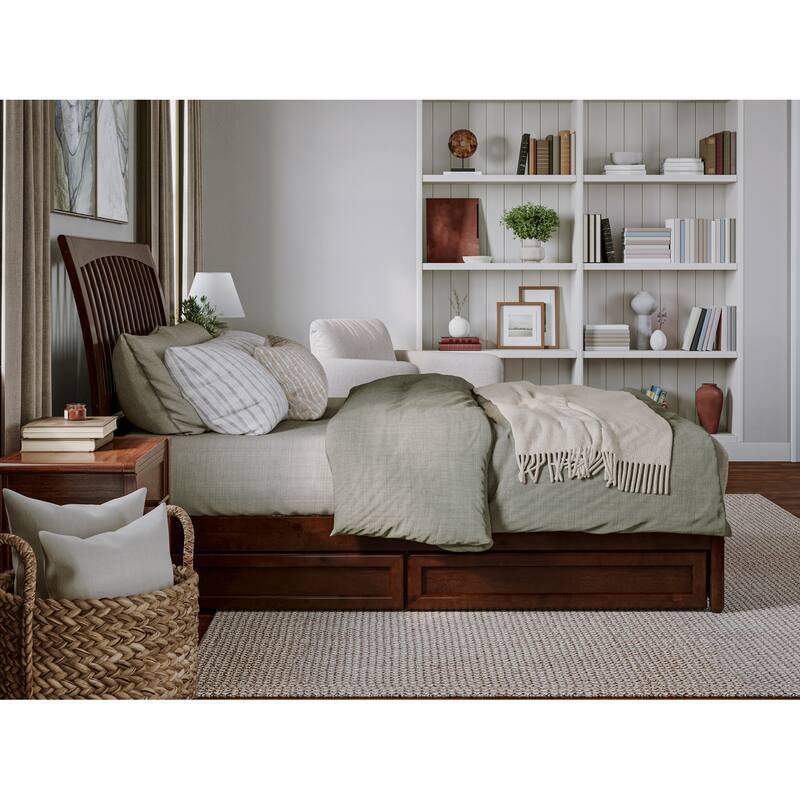 Roslyn Platform Bed with Panel Footboard and Storage Drawers