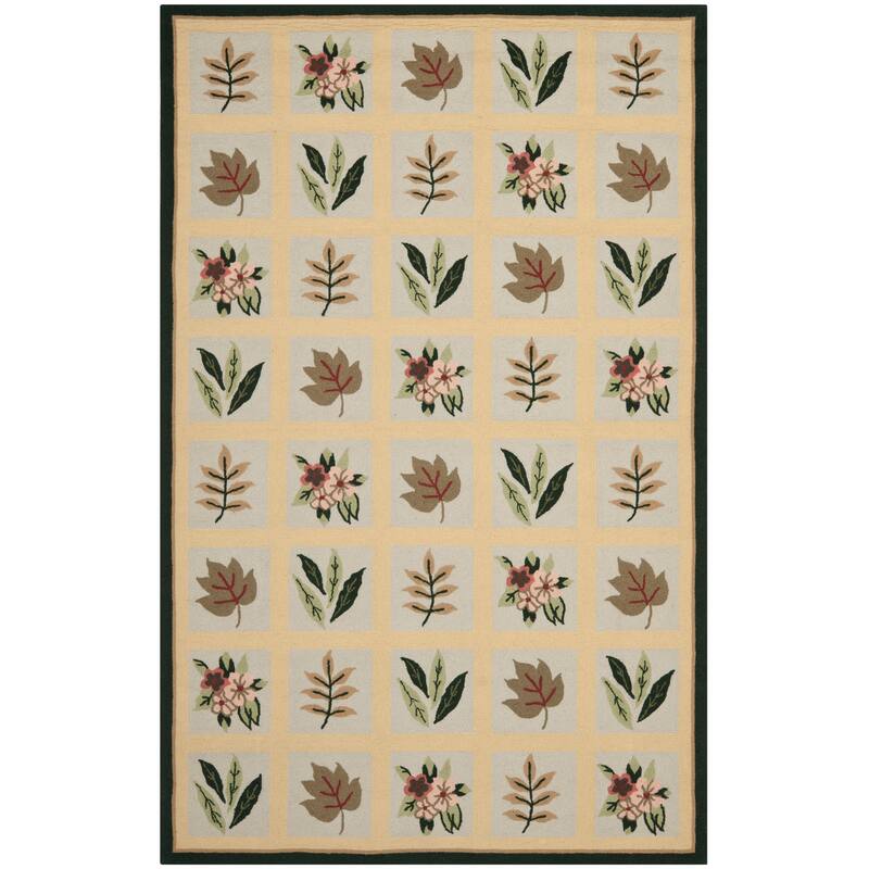 SAFAVIEH Handmade Chelsea Sarina French Country Wool Rug - 5'3" x 8'3" - Green - Rectangle