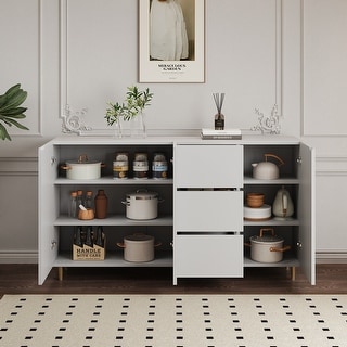 162.99" MDF White Storage Cabinet