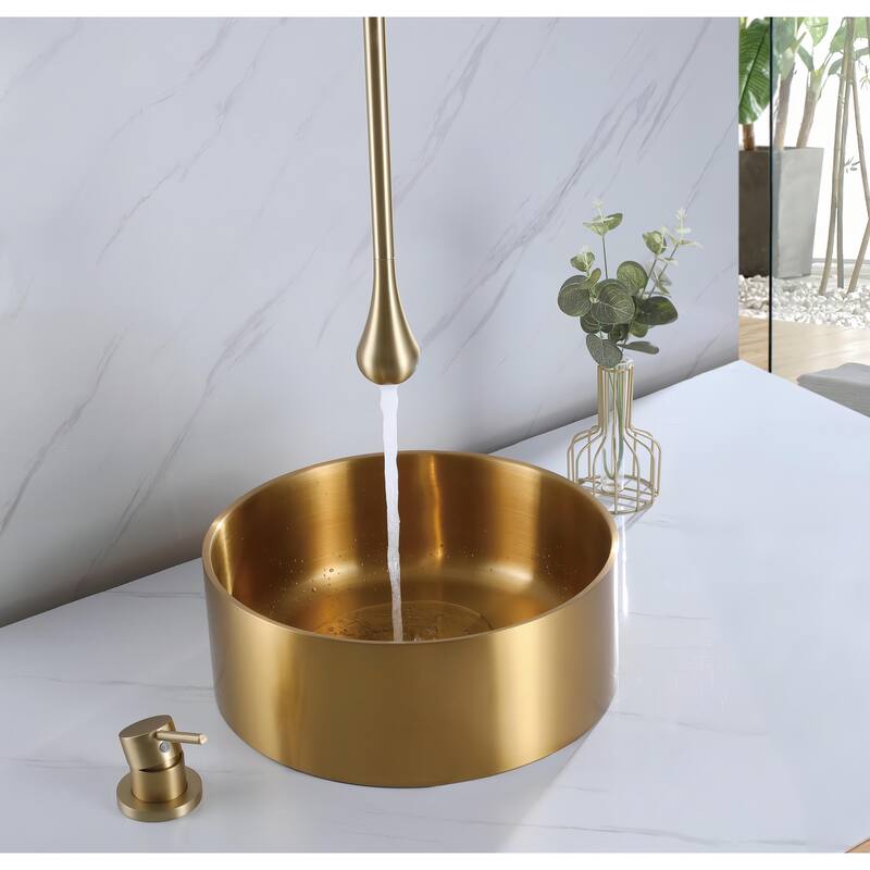 Eye-Catching Ceiling Mounted Line Single Hole Bathroom Sink Faucet with Single Handle, Black / Gold - Brrushed Gold