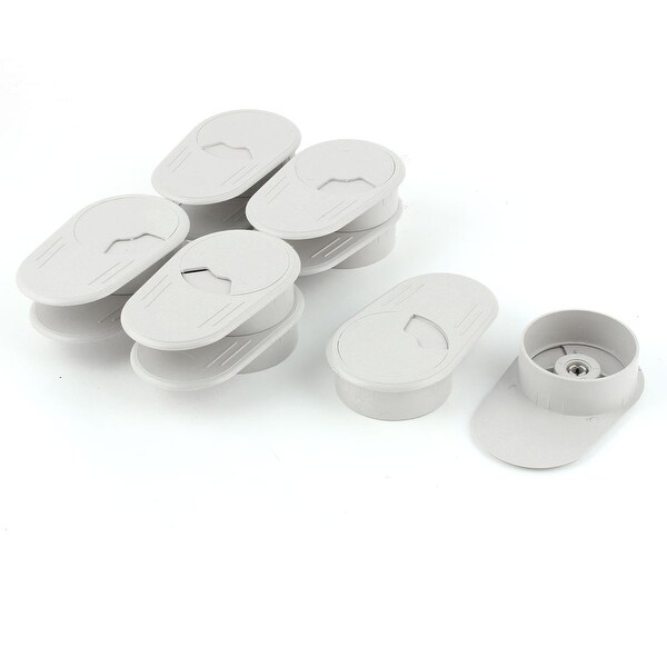 Unique Bargains 2.4 Dia Plastic Computer Desk Oval Grommet Wire Cable Hole Cover Gary 10 PCS