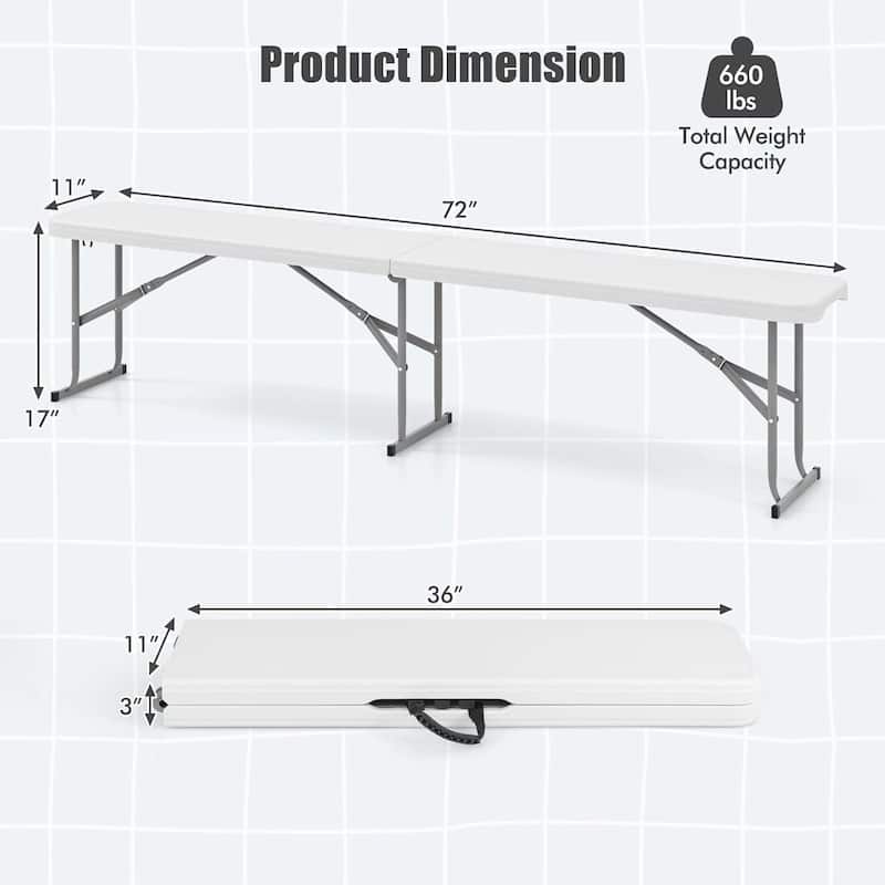 1/2-Pack 6ft Folding Benches Portable Camping Dining Seat w/ Handle