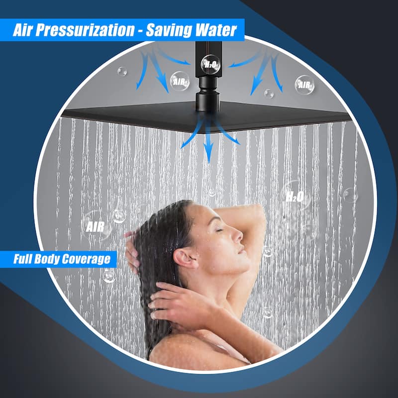 16" Square High Pressure Rain Shower Head,304 Stainless Steel Rain Shower Head