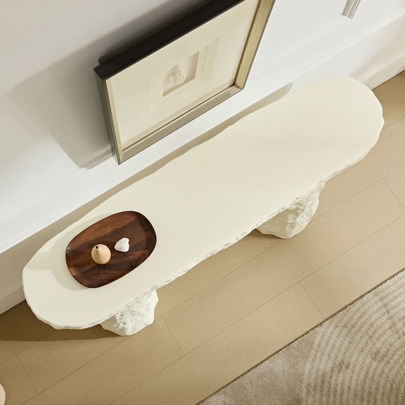 53.94 inch Modern Design Console Table,Imitation Stone Table,Fiberglass Entryway Table with Irregular Legs