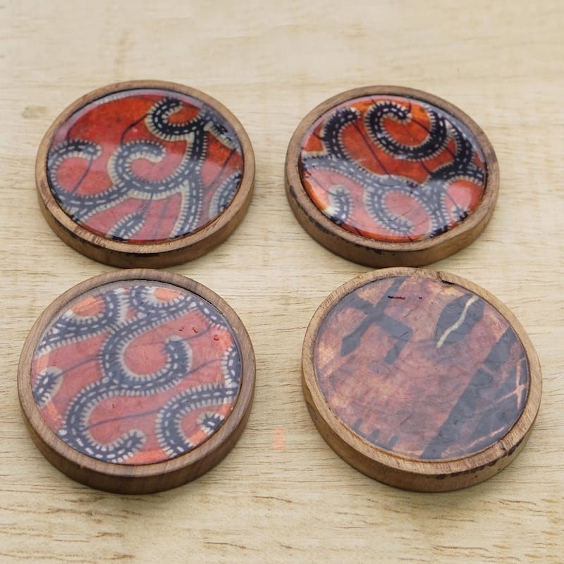 Novica Handmade African Maze Wood Coasters (Set Of 4)
