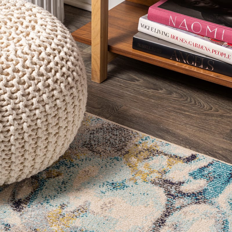 JONATHAN Y Linear Marbled Abstract Area Rug