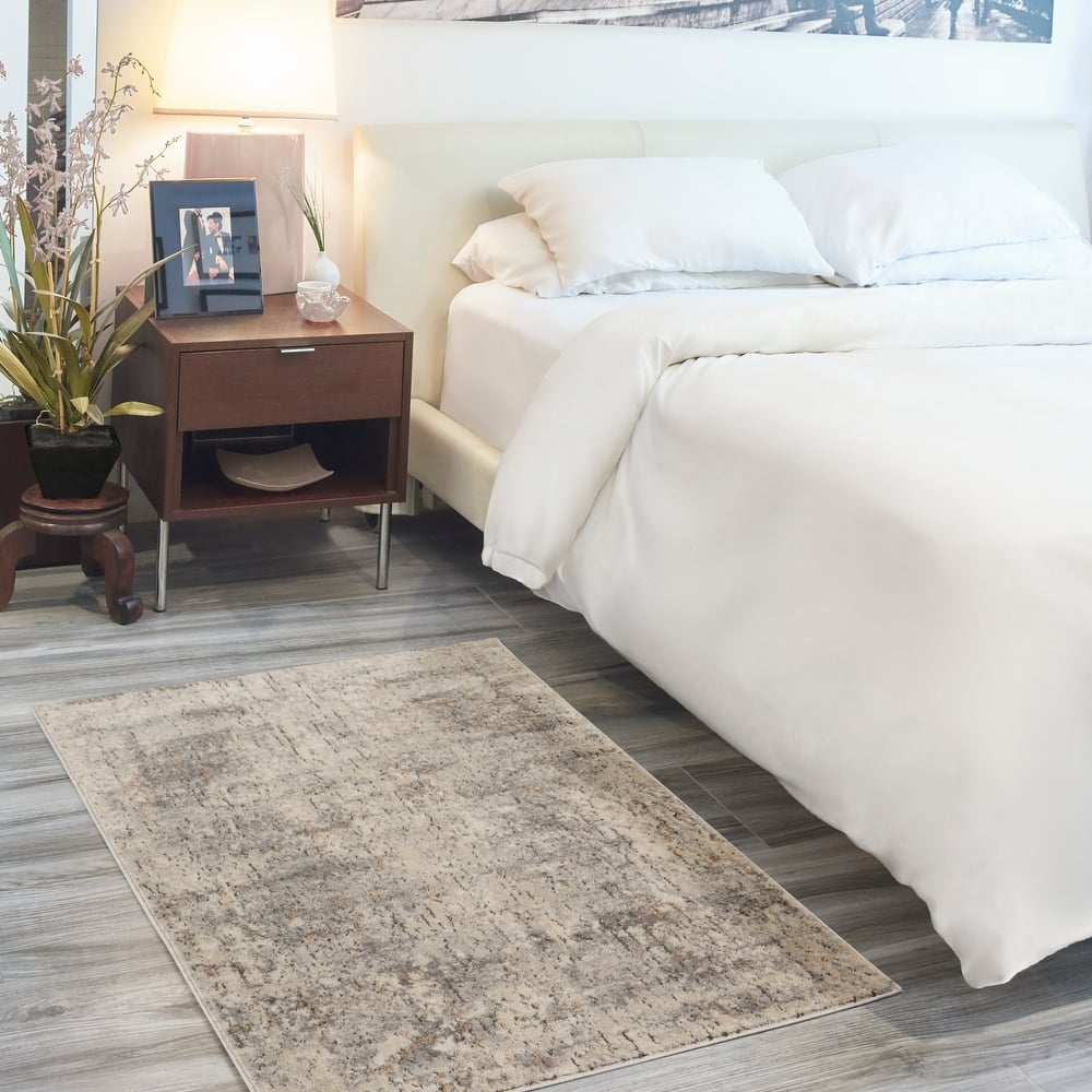 Nourison Concerto Distressed Abstract Beige Grey Area Rug