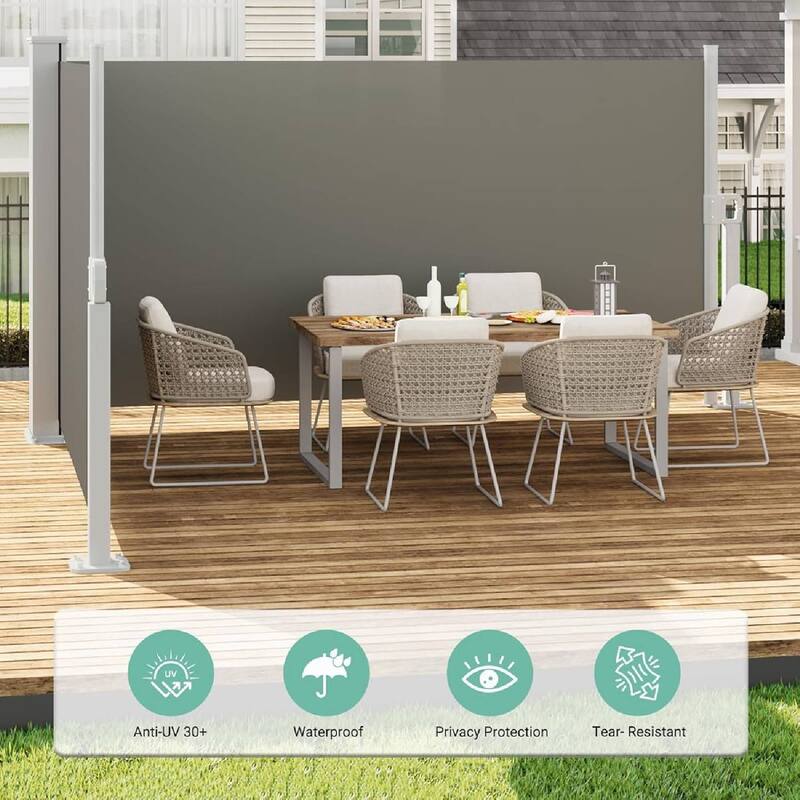 71 in x236 in Retractable Side Awning, Privacy Screen Protection Awning for Patio, Balcony and Pools - N/A