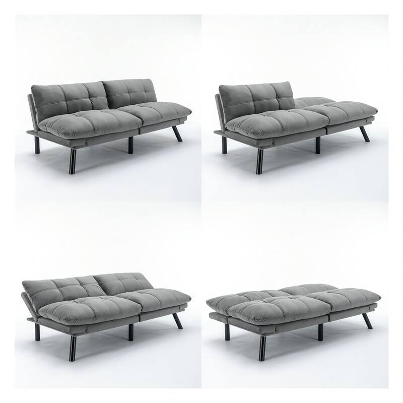 70.87" Futon Sofa Bed, Foam Foldable Couch Convertible Loveseat Sleeper Daybed with Adjustable Armrests for Small Space