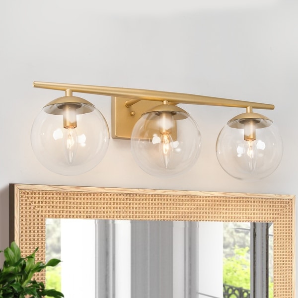 Modern 3-light Bathroom Vanity Lights Gold Wall Sconce for Powder Room - L22"x H8.5"x E7.5". Opens flyout.