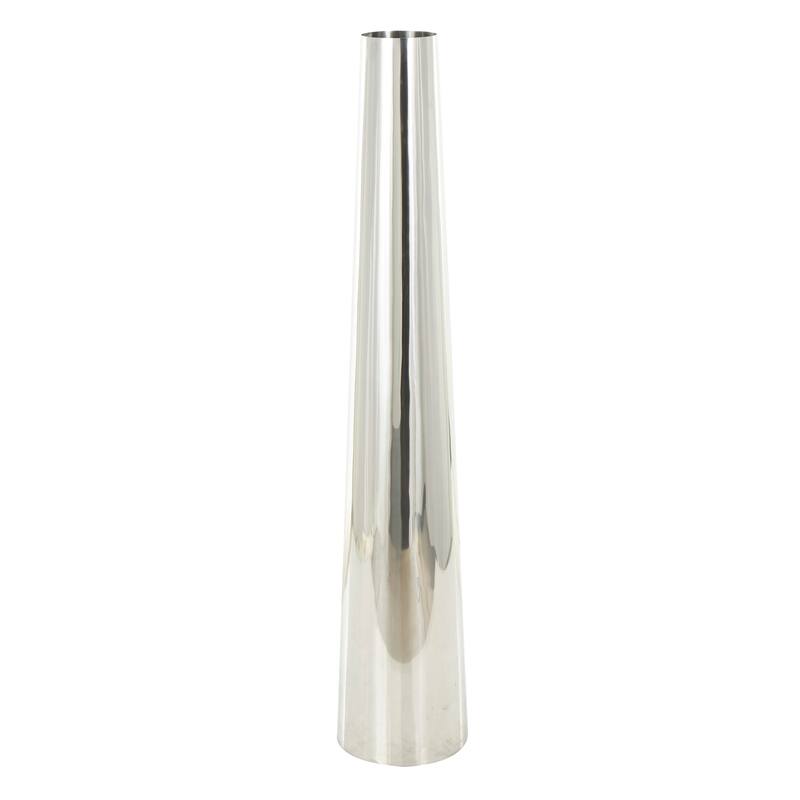 Gold or Silver Stainless Steel Metal Minimalistic Tall Floor Cone Vase
