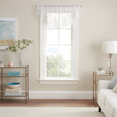 Waverly Sherry Floral Lace Sheer Rod Pocket Valance Curtain - 54x22