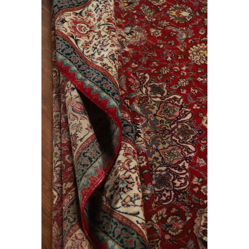 Hand Knotted Oriental 100% Wool Carpet Traditional Floral Red Tabriz Area Rug - 11' 3'' X 8' 1''
