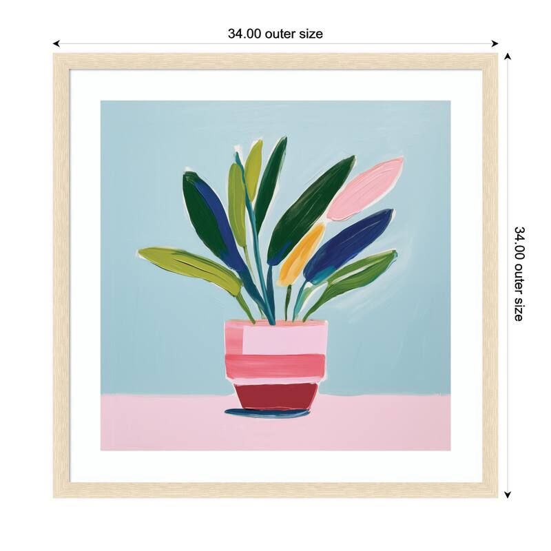 Kate and Laurel Framed Art Playful Potted Plant Still Life by The Creative Bunch Studio