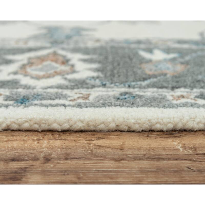 Alora Decor Spirit Ivory and Grey Classical Hand-tufted Wool Blend Rug